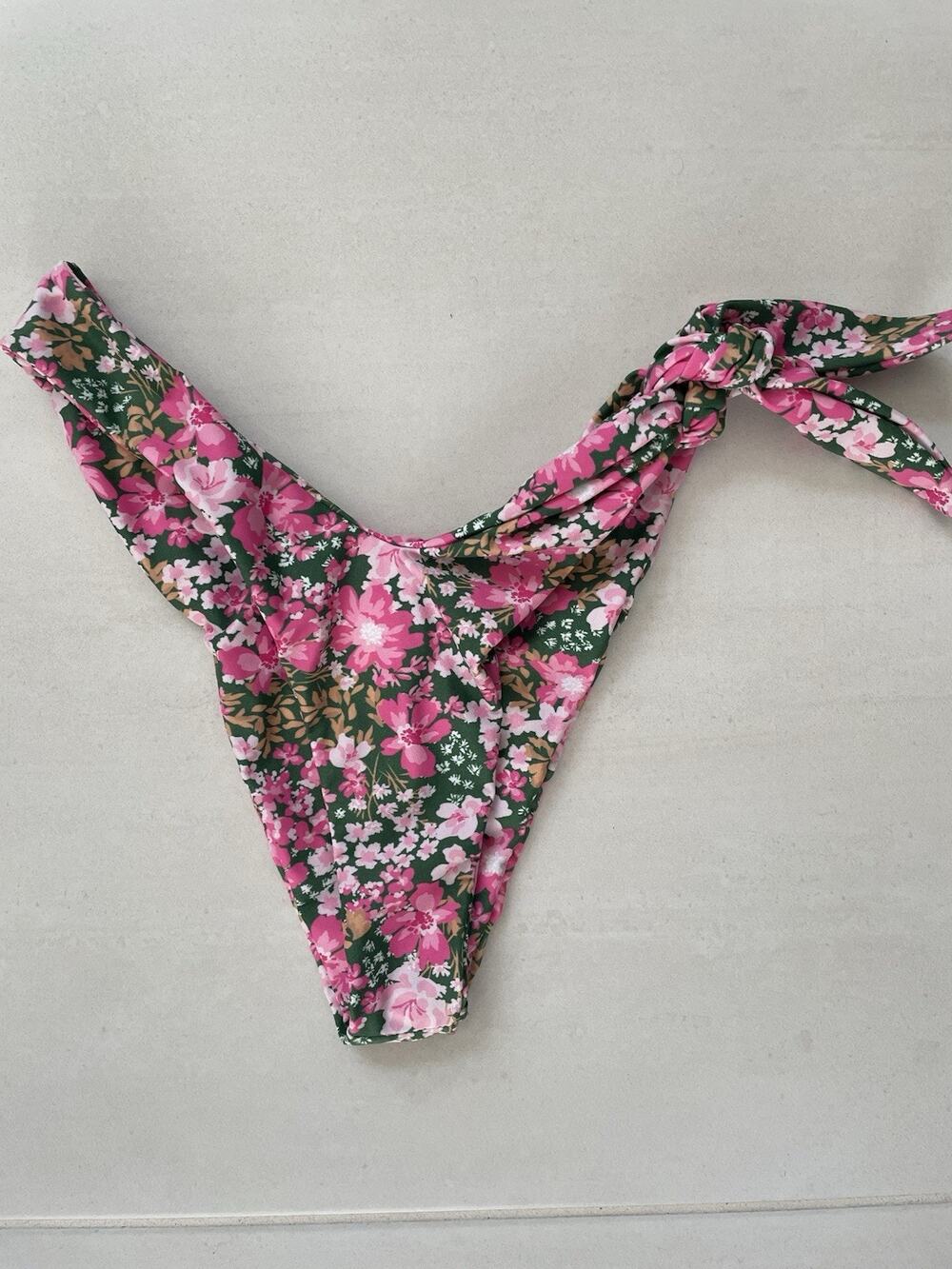 Aila Blue Swim Bikini Bottom Iris Side Tie Beach Summer Floral Azalea